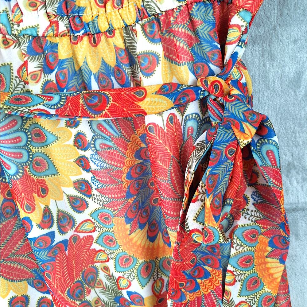 Womens Dress‎ Small Boho Hippie Retro Bloomcore Artsy Floral Ruffles Feminine - Picture 3 of 7
